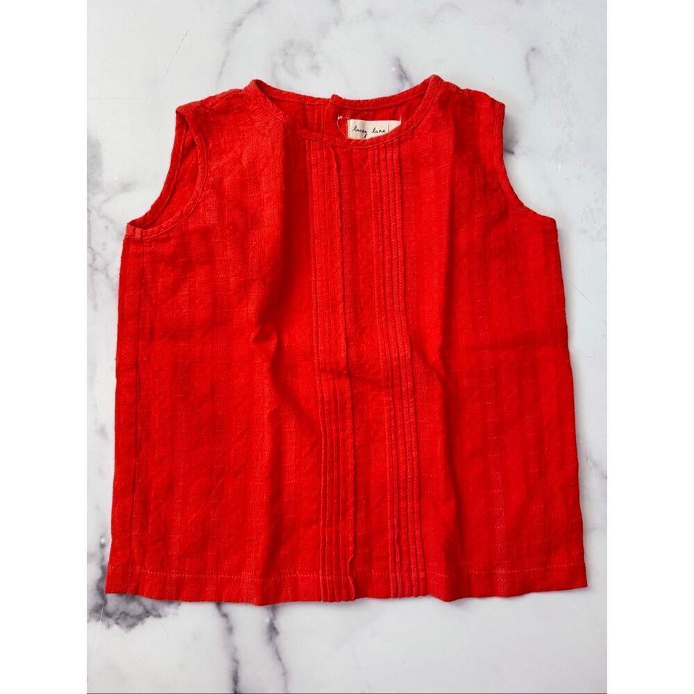 Lacey Lane size 5 little girls Cotton coral orange red vintage style cottage top